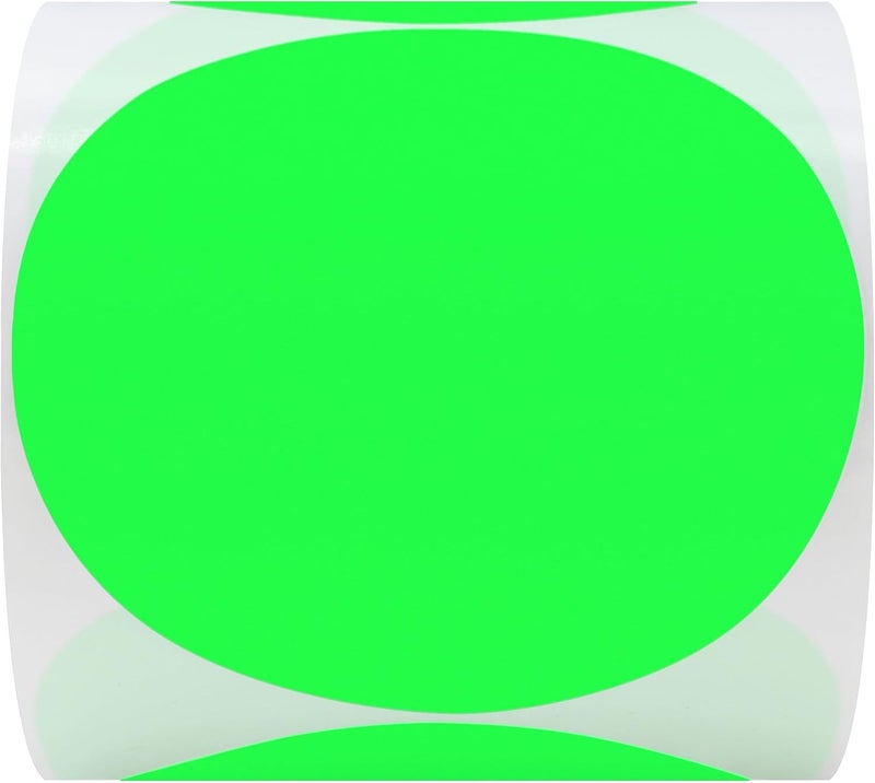 HYBSK Fluorescent Green Round Stickers - 4 Inch Color Coding Dots Labels, 100 Per Roll - Image 3