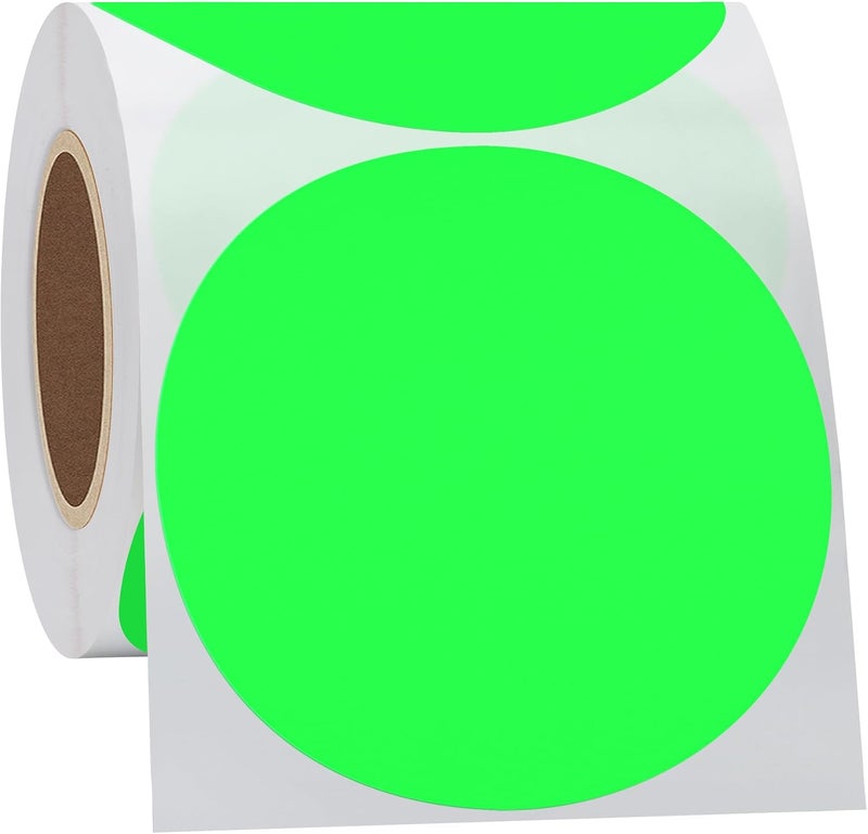 HYBSK Fluorescent Green Round Stickers - 4 Inch Color Coding Dots Labels, 100 Per Roll - Image 4