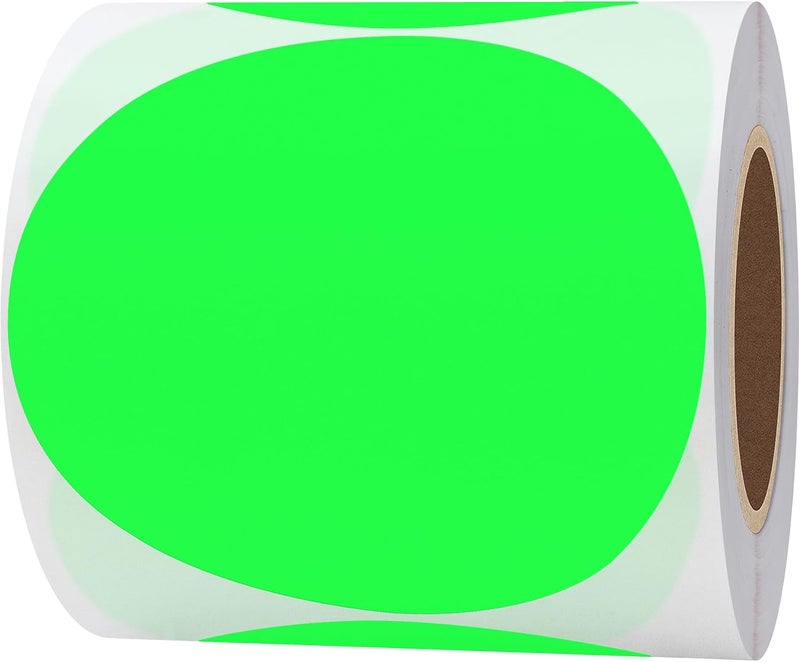 HYBSK Fluorescent Green Round Stickers - 4 Inch Color Coding Dots Labels, 100 Per Roll - Image 2