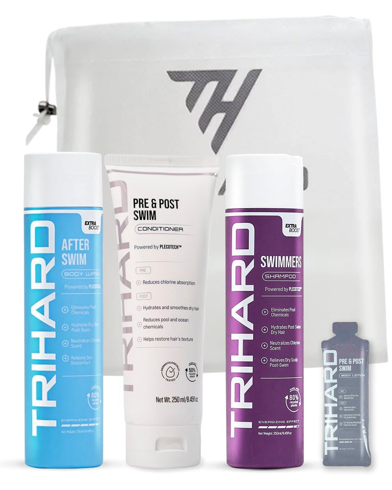 TRIHARD Complete Chlorine Removal Bundle By TRIHARD | Shampoo, Conditioner, Body Wash | Ultimate Pre & Post Swim Care - Image 1