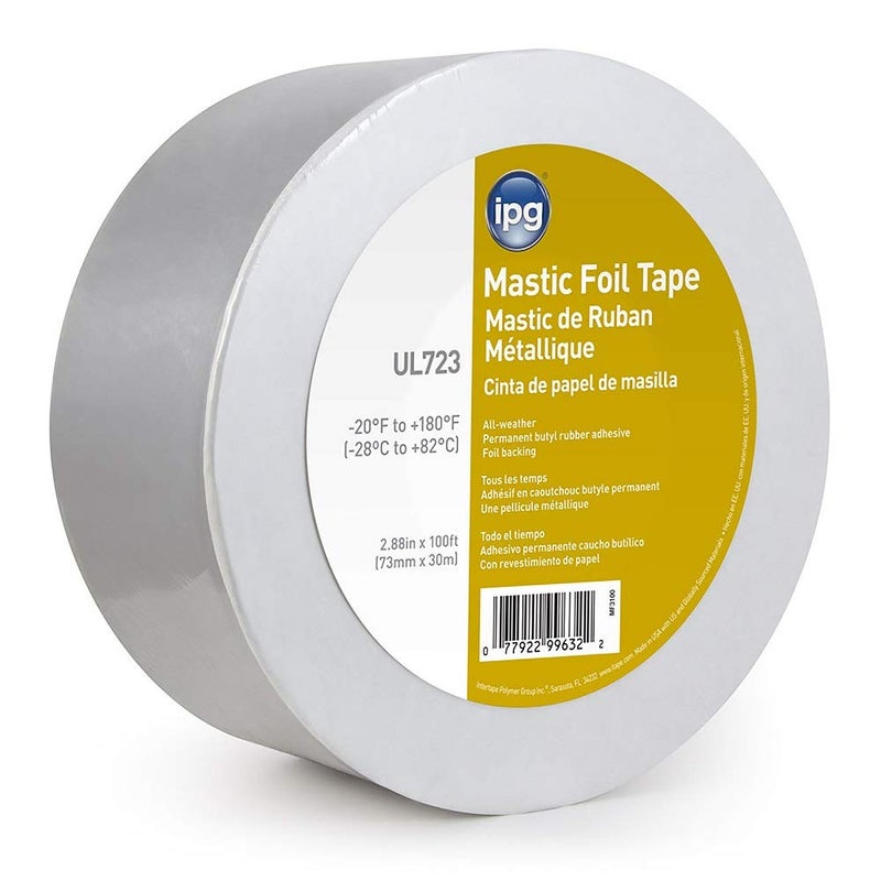 Intertape Polymer Group MF3100 ALF Butyl Mastic Foil Tape, 2.88" Width, 100' Length, Single Roll, Silver