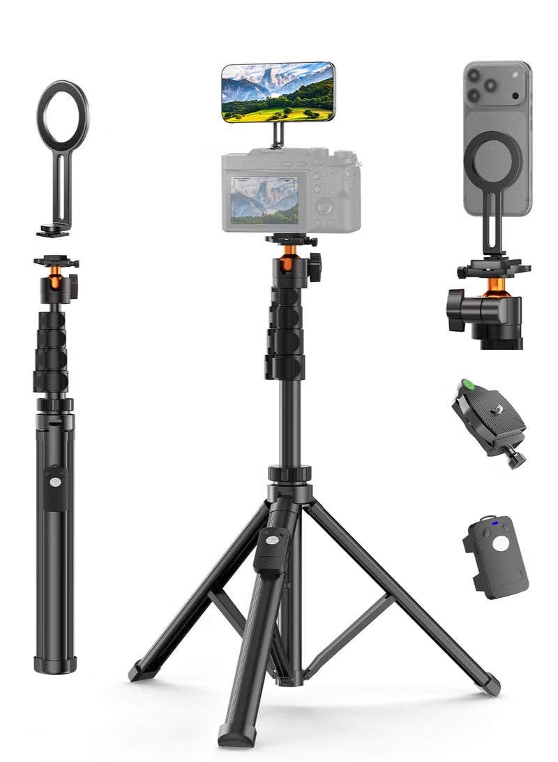 173cm Upgraded Magnetic Phone Camera Tripod Stand with Remote Control and Phone Holder - Image 1