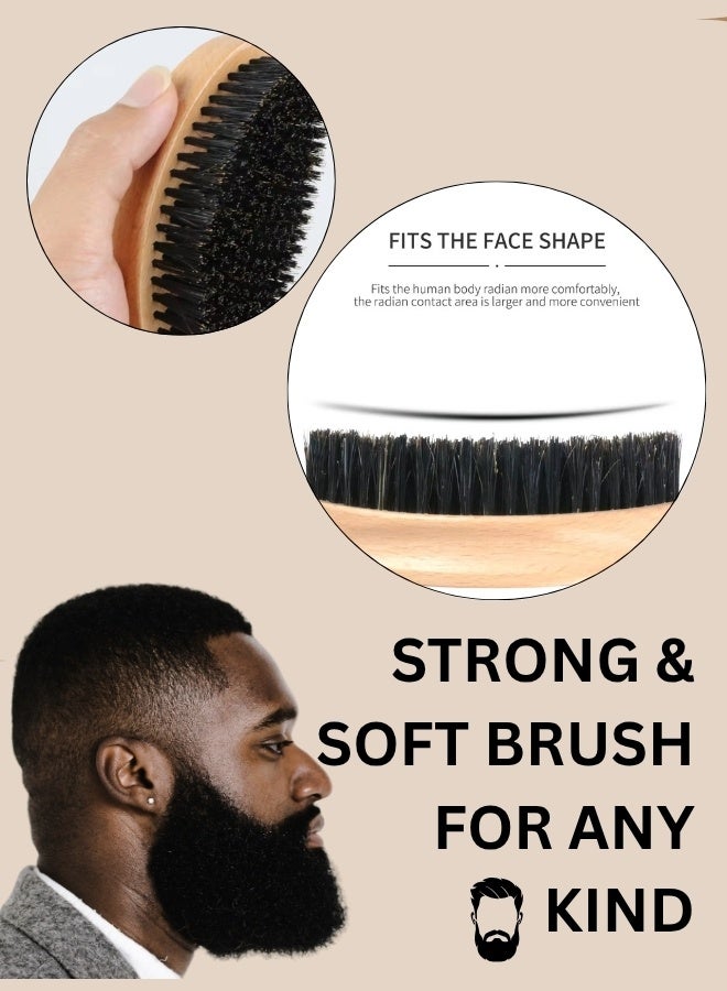 Glowudz Glowudz 2 pcs set of wooden natural boar bristle beard brush for men beard care beige  - Image 2