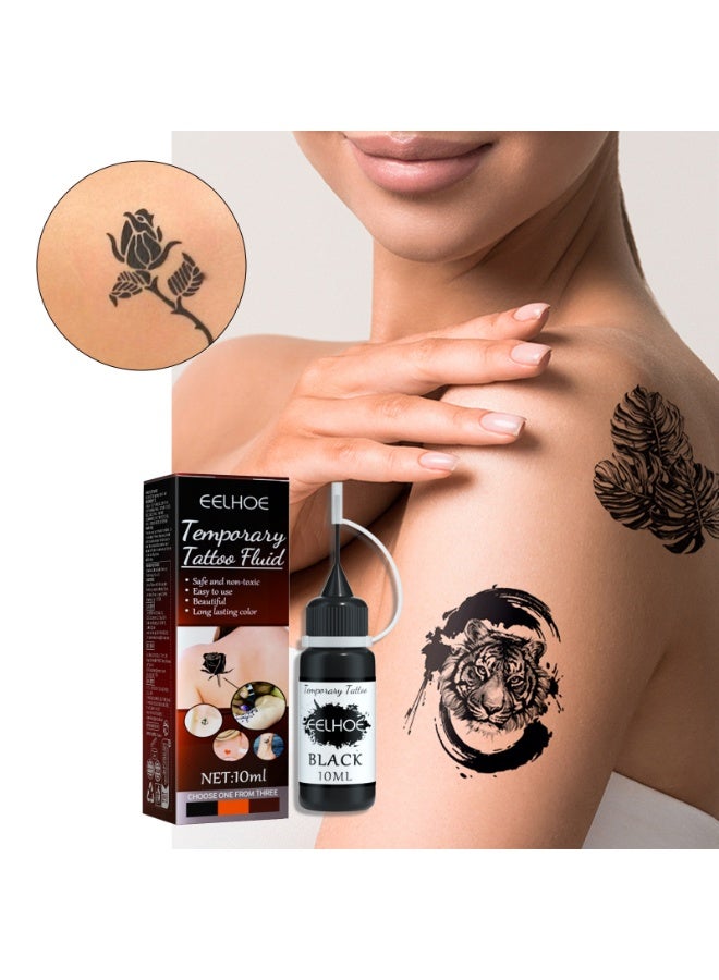 EELHOE Temporary Tattoo Ink Pen Black Color Safe Non-Toxic Easy to Use Long-Lasting DIY Body Art - Image 1