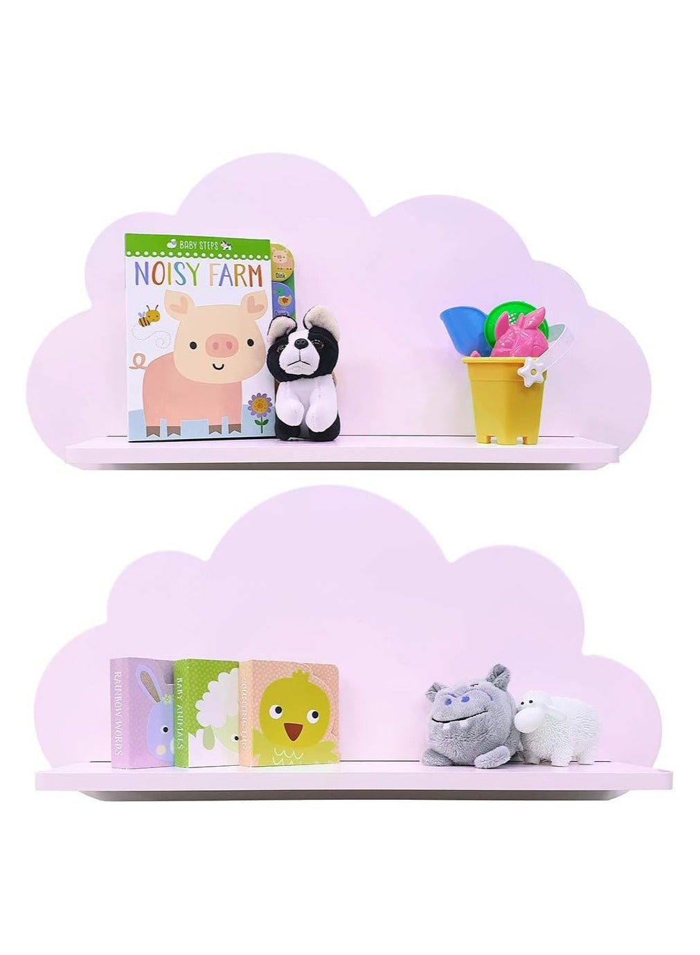 Cloud Shelves for a Children’s Nursery Floating Shelf Design (Pair - 2X Shelves) Shelving Child's Bedroom Themed Boy/Girl - Available in White, Grey, Blue or Pink (Pink)