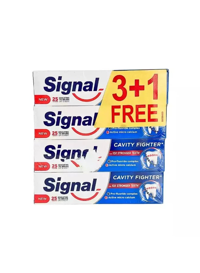 Signal Cavity Fighter Toothpaste For 10X Stronger Teeth- 4X75ml - Image 1