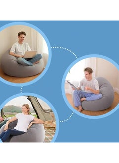 General Comfortable Inflatable Sofa Flocking Sofa Single Lounger Grey  - Image 4