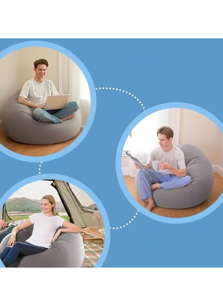 General - Comfortable Inflatable Sofa Flocking Sofa Single Lounger Grey - Image 1