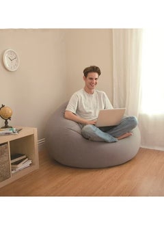 General Comfortable Inflatable Sofa Flocking Sofa Single Lounger Grey  - Image 3