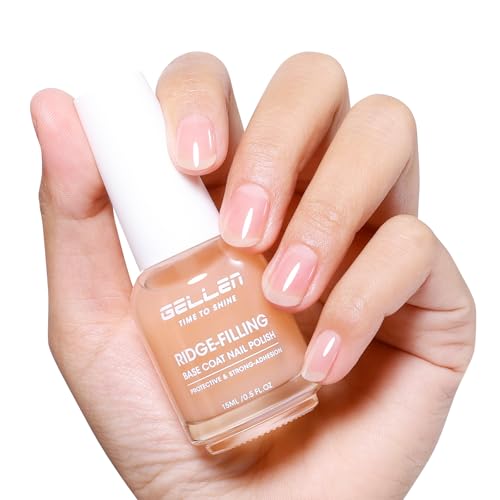 GELLEN Clear Nail Polish Ridge Filling Base Coat Sheer Ridge Filler For Nails Nail Strengthener Hydrates Repairs Damaged Dry Finger Nails Shea Butter Vitamin E Protein Toxin HEMA TPO Free - Image 1