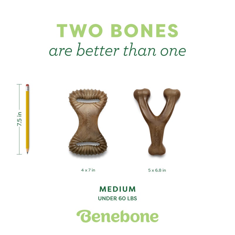 Benebone 2-pack Wishbone/Dental Durable Dog Chew Toys, Dog Toys for Aggressive Chewers, Real Bacon, Made in USA, Medium - Image 4