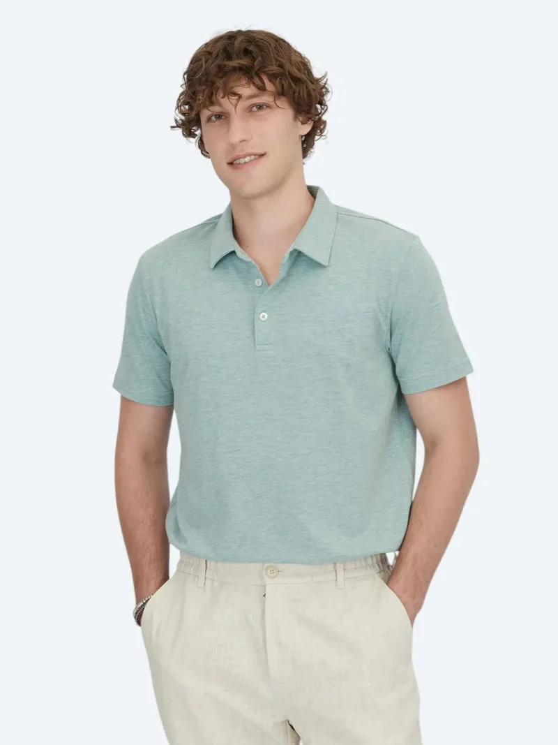 Kip Green Polo Neck Cotton Blended T-Shirt