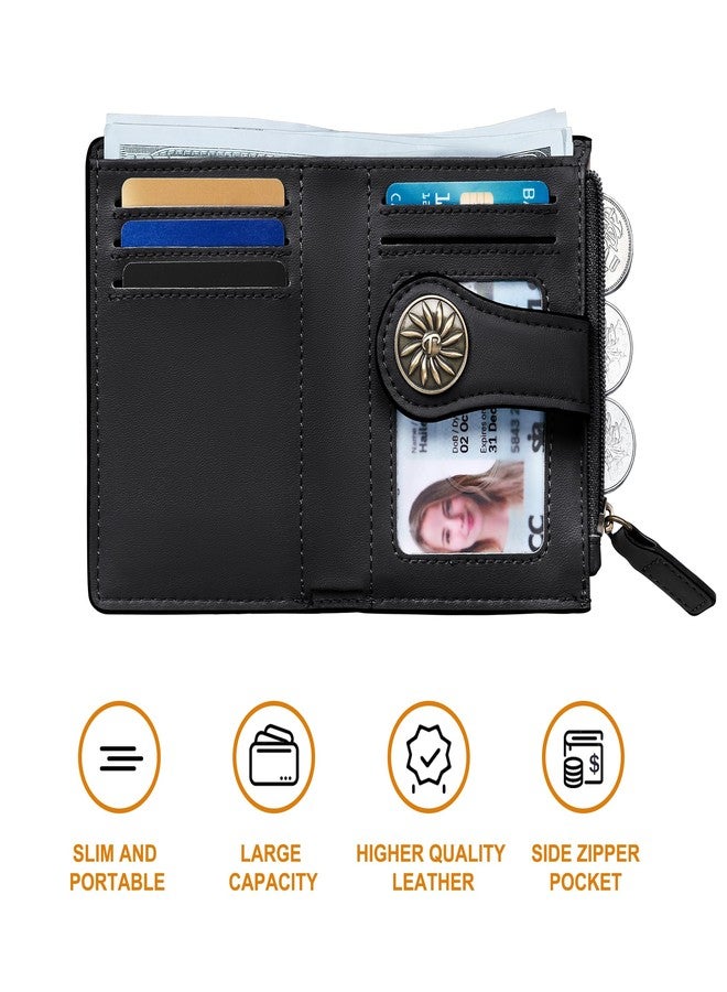 Tipmile محفظة صغيرة نسائية من تيبميل، ثنائية الطي، مزودة بحماية من تقنية RFID، وحامل بطاقات، وجيب بسحاب للعملات المعدنية، لون أزرق بنقشة النجوم، تصميم كاجوال - Image 4