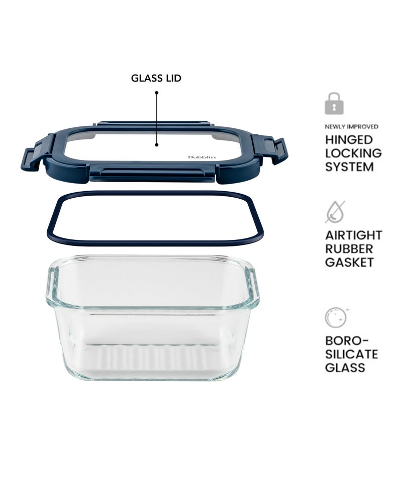 DUBBLIN Keep In Glass Borosilicate Glass Container 800ml - Rectangular, Clear | Oven, Freezer & Microwave Safe Storage Solution (1 Piece) - Image 3