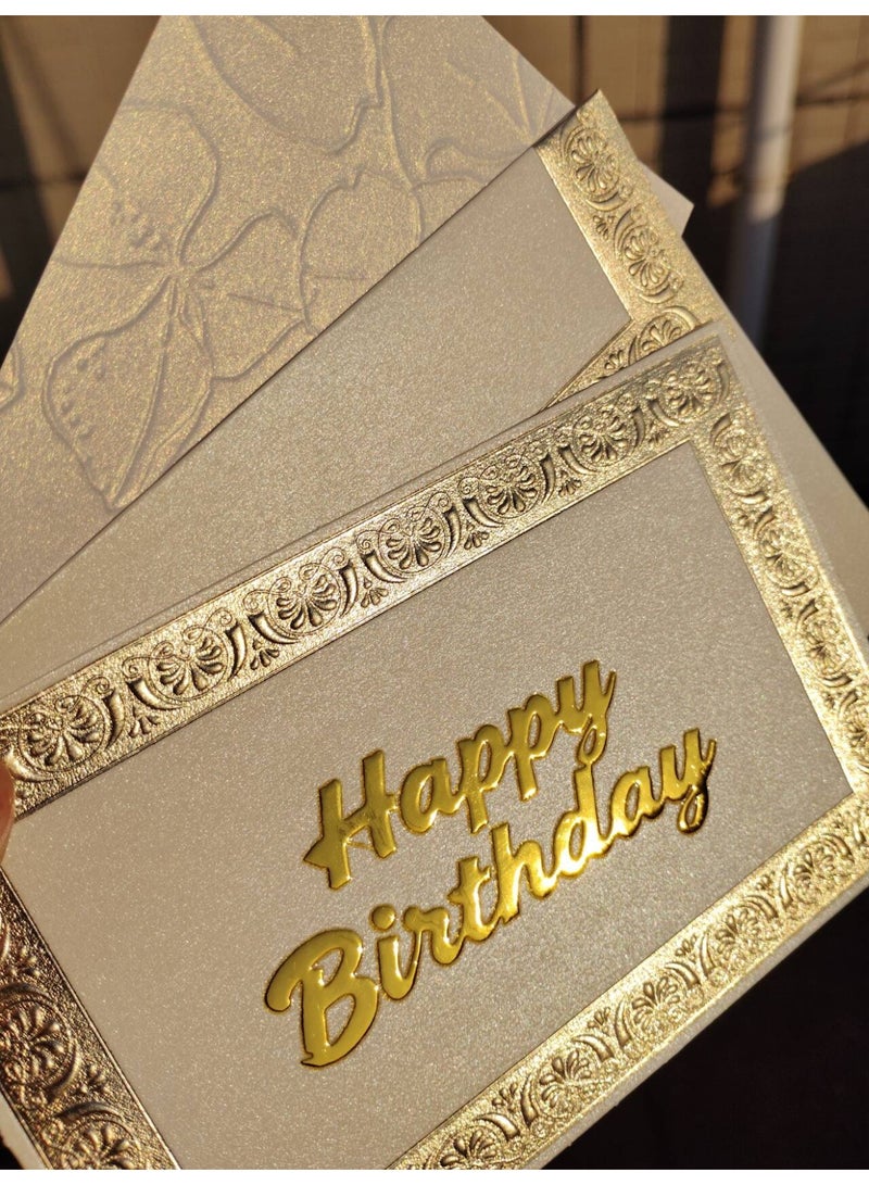 BenQuand Luxury Birthday Card with Gold Embossing， Premium Retro Gold Happy Birthday to You Card With Envelope Postcard - Gift for Business，Boyfriend,Mum,Daddy - Image 4
