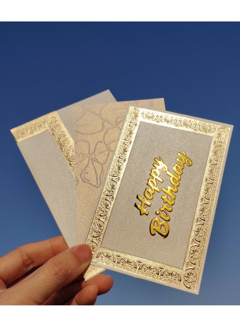 BenQuand Luxury Birthday Card with Gold Embossing， Premium Retro Gold Happy Birthday to You Card With Envelope Postcard - Gift for Business，Boyfriend,Mum,Daddy - Image 3