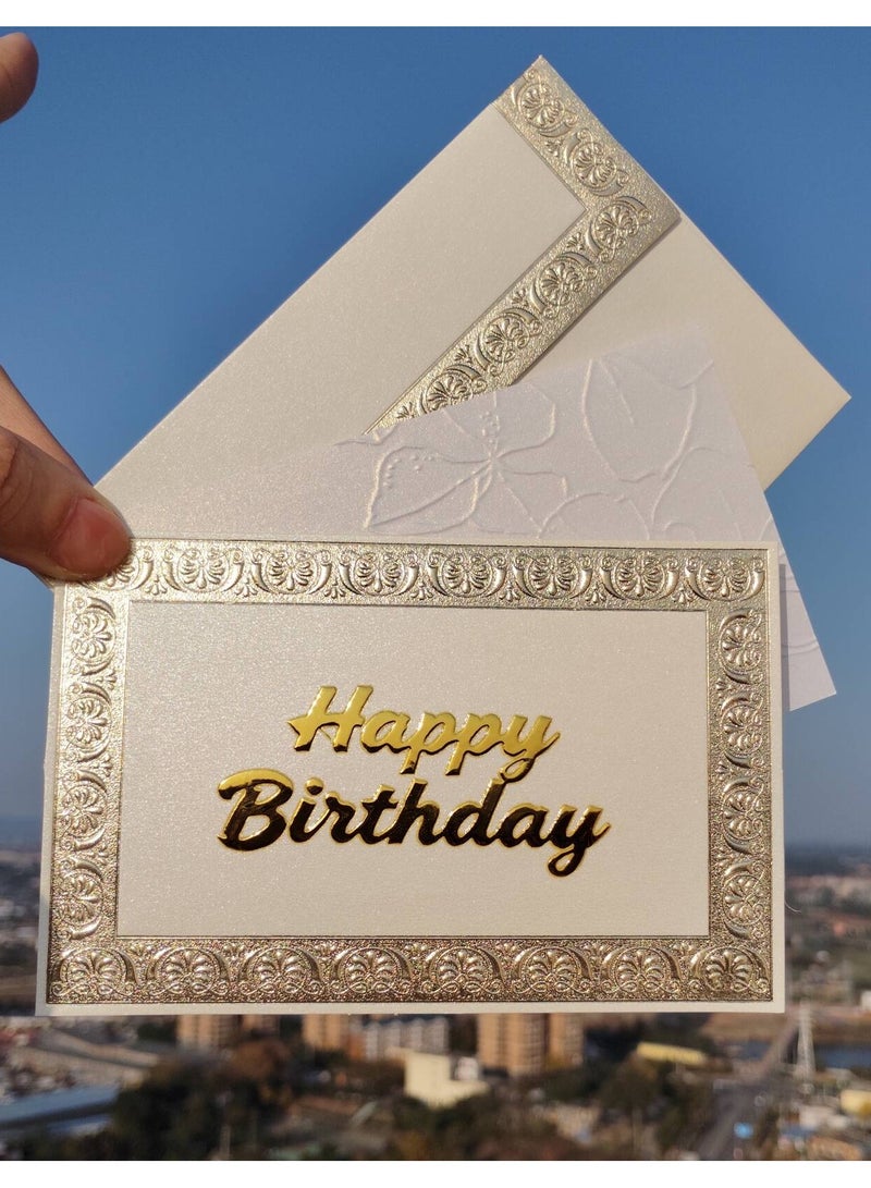 BenQuand Luxury Birthday Card with Gold Embossing， Premium Retro Gold Happy Birthday to You Card With Envelope Postcard - Gift for Business，Boyfriend,Mum,Daddy - Image 2