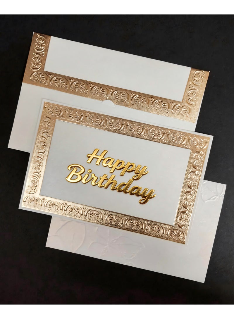 BenQuand Luxury Birthday Card with Gold Embossing， Premium Retro Gold Happy Birthday to You Card With Envelope Postcard - Gift for Business，Boyfriend,Mum,Daddy - Image 1
