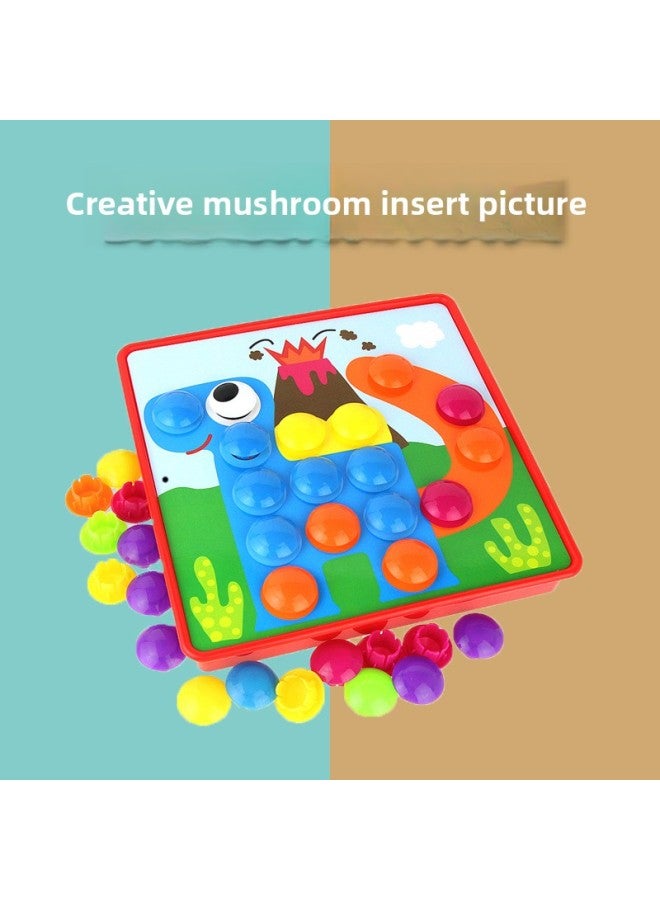 Children's Toys Mushroom Nail Platter DIY Children's Educational Toys Mosaic Board Interspersed With Building Blocks Desktop Toys-Color:66808 - Image 2