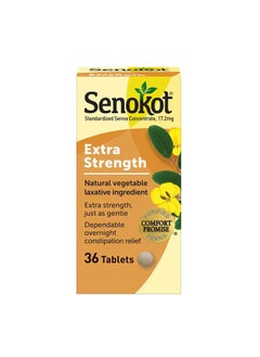 Senokot Extra Strength Natural Vegetable Laxative for Gentle Overnight Relief Occasional Constipation, 36 Count  - Image 1