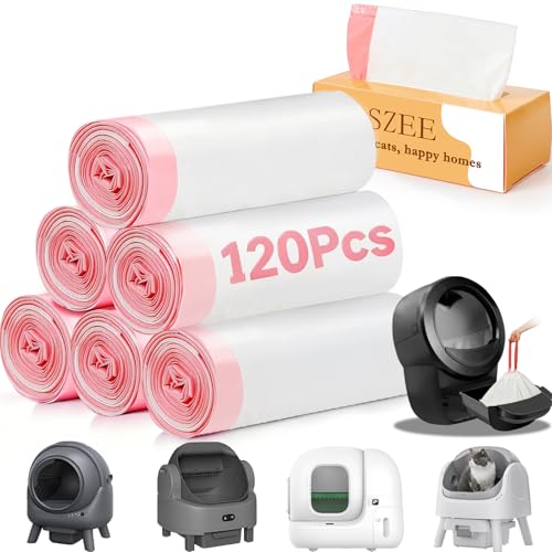 SZEE 120 Pack Automatic Waste Bags Compatible with Litter Box Robot 34 and Other Automatic Cat Litter Box Waste Drawer Liners Bags Heavy Duty Thick Selfcleaning Cat Litter Box Liners - Image 1