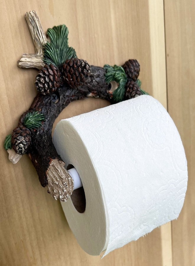Top Brass Pinecone/Pine Branch Wall Mounted Toilet Paper Holder - Rustic Bathroom Decor - Image 3