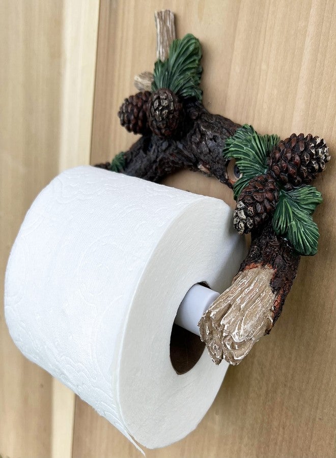 Top Brass Pinecone/Pine Branch Wall Mounted Toilet Paper Holder - Rustic Bathroom Decor - Image 4