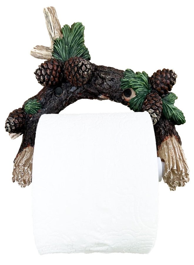Top Brass Pinecone/Pine Branch Wall Mounted Toilet Paper Holder - Rustic Bathroom Decor - Image 1