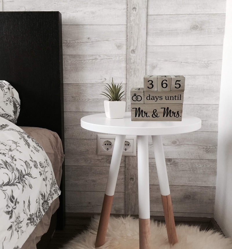 Pulse Brands Wedding Countdown Calendar Wooden Blocks - Engagement Gifts - Bride to Be - Bridal Shower Gifts - Bride Gifts - Engagement Gifts for Couples - Engaged - Rustic Finish with Black Numbers - Image 3