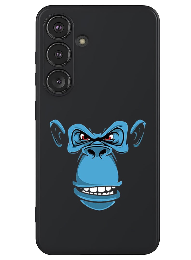 Theodor Protective Slim Fit Case Liquid Silicone Cover with Full Body Protection Anti-Scratch Shockproof Case For Samsung Galaxy S25 (Black) - Blue monkey face - Image 1