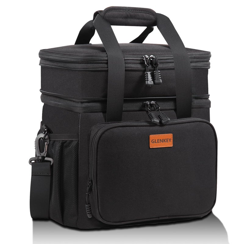 GLENKEY Expandable XLarge Lunch Box, Insulated Heavy Duty Lunch Bag Waterproof Leakproof Durable Cooler Bag for Men Women Adults Work Construction Camping Trip, 22L, Black, GLENKEY - Image 1