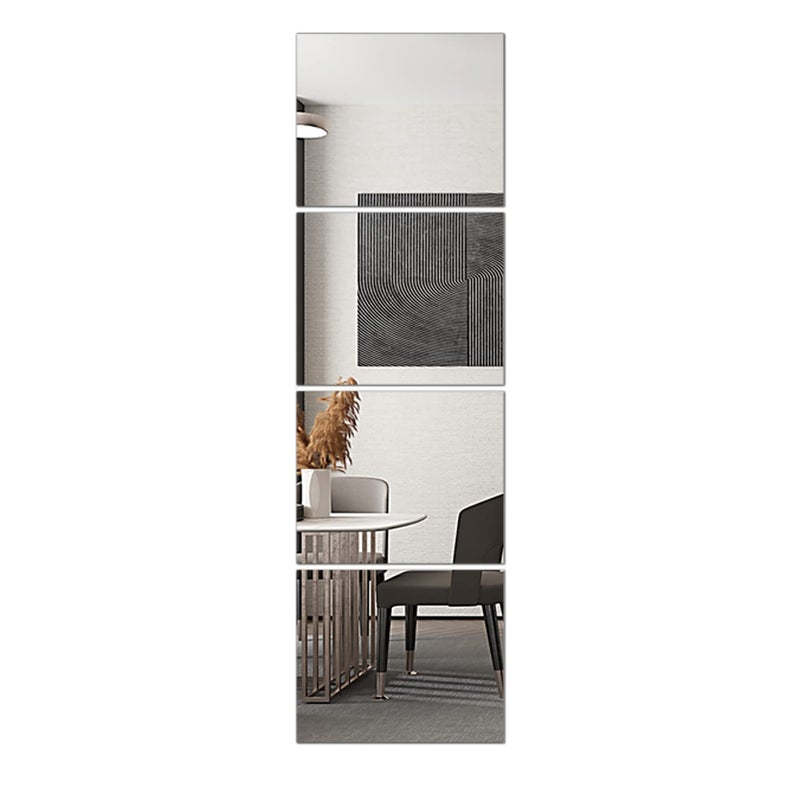 Delma Glass Full Length Wall Mirror Tiles, 14'' x 12'' 4PCS, Frameless Body Tiles for Bedroom, Mounted Home Gym, Door - Image 1