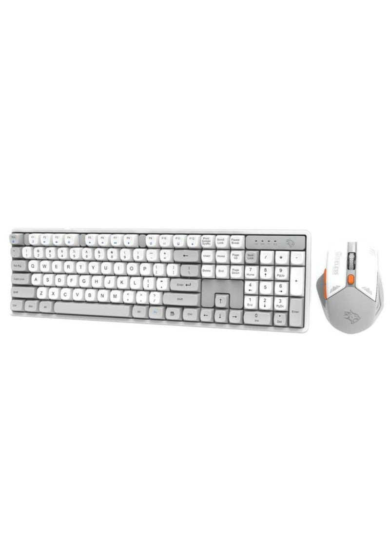 porodo Gaming Wireless Keyboard with Mouse, 1600 DPI, Plug & Play, Gaming Design, Compatible with Windows & Mac - White / Gray  - Image 2