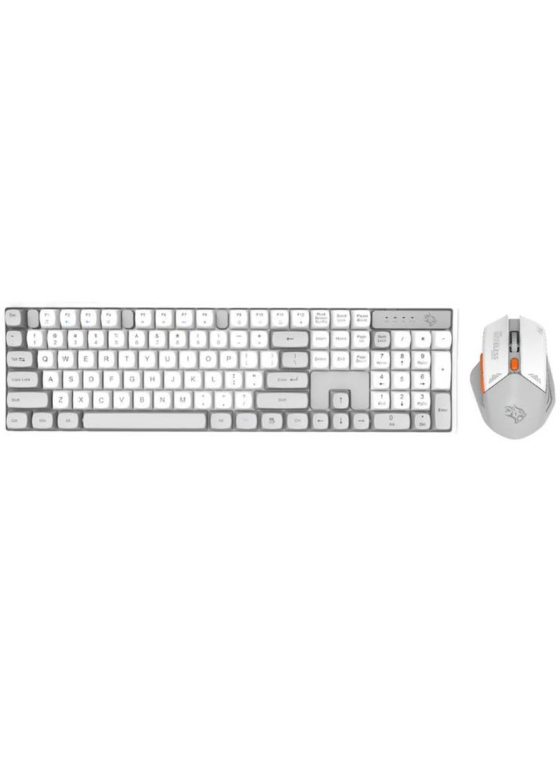 porodo Gaming Wireless Keyboard with Mouse, 1600 DPI, Plug & Play, Gaming Design, Compatible with Windows & Mac - White / Gray  - Image 3