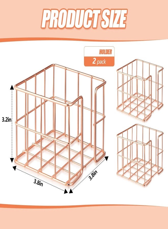 Harloon حامل ملاحظات لاصقة من قطعتين من هارلون - موزع مكعبات مذكرات لطيف 3.8 × 3.8 بوصة، منظم مكتب شبكي للدفاتر والأقلام وأقلام الرصاص، مثالي للوازم المنزلية أو المكتبية (ذهبي وردي) - Image 3