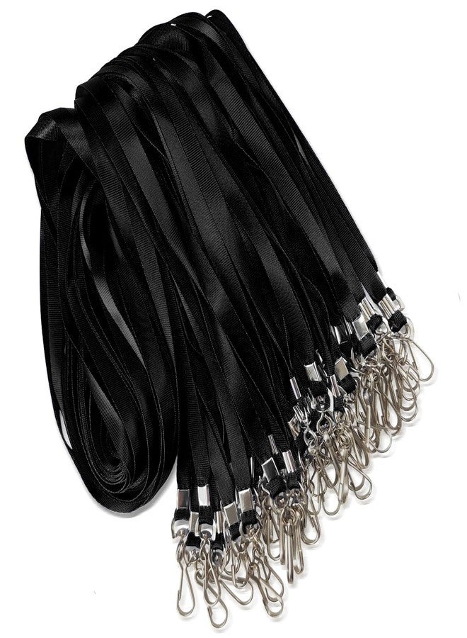 Maileto 50 Pack Black Lanyard Bulk Lanyard for ID Badge Holder Durable Flat Lanyard with Swivel Hook and Badge Clip - Image 1
