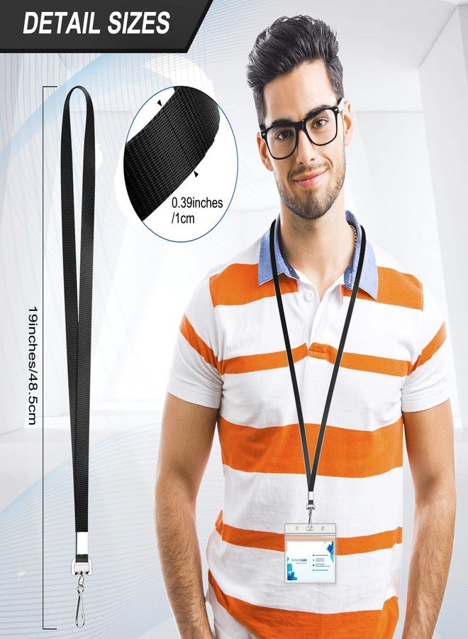 Maileto 50 Pack Black Lanyard Bulk Lanyard for ID Badge Holder Durable Flat Lanyard with Swivel Hook and Badge Clip - Image 3