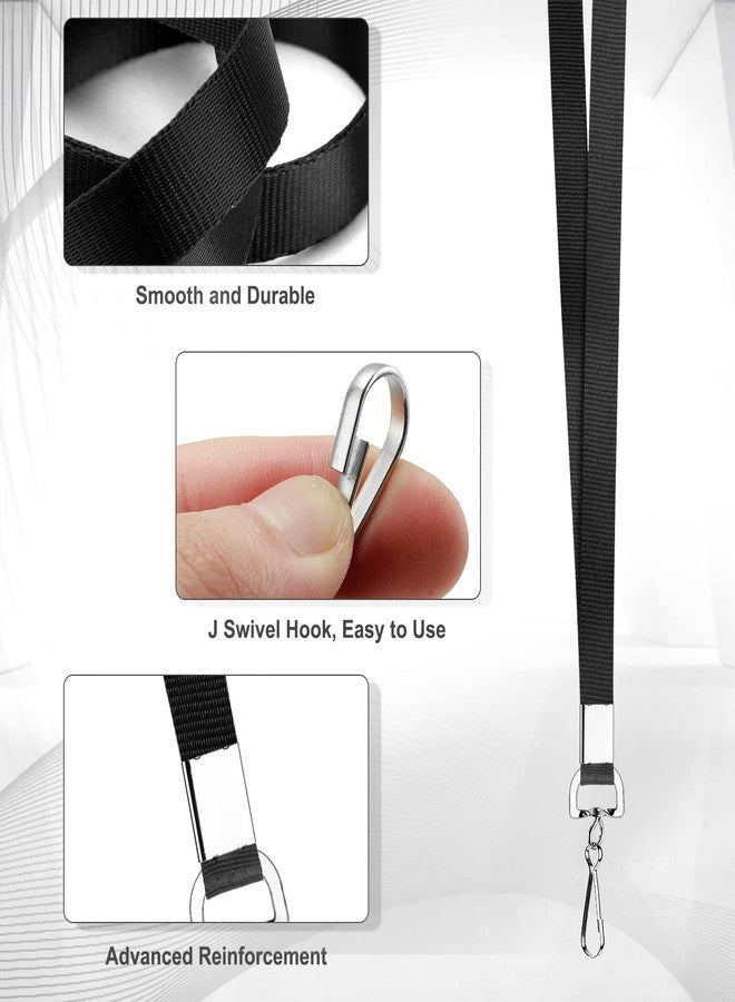 Maileto 50 Pack Black Lanyard Bulk Lanyard for ID Badge Holder Durable Flat Lanyard with Swivel Hook and Badge Clip - Image 2