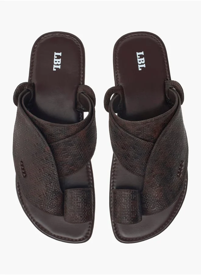 LBL by Shoexpress Men Textured Slip-On Arabic Sandals with Toe Loop Detail Ramadan Collection