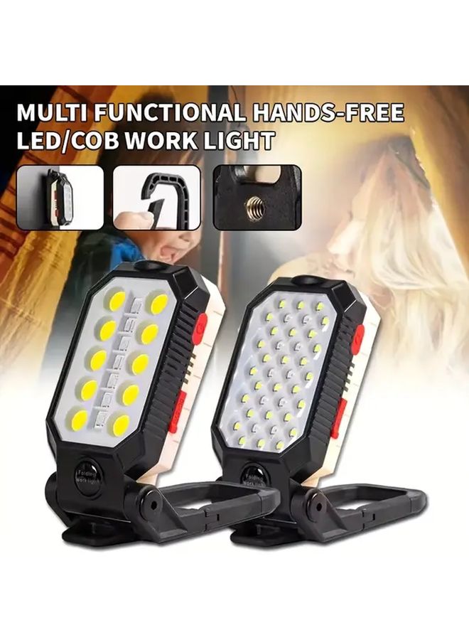 USB Rechargeable COB LED Flashlight With Base Hanging Hook For Camping Work - Image 2