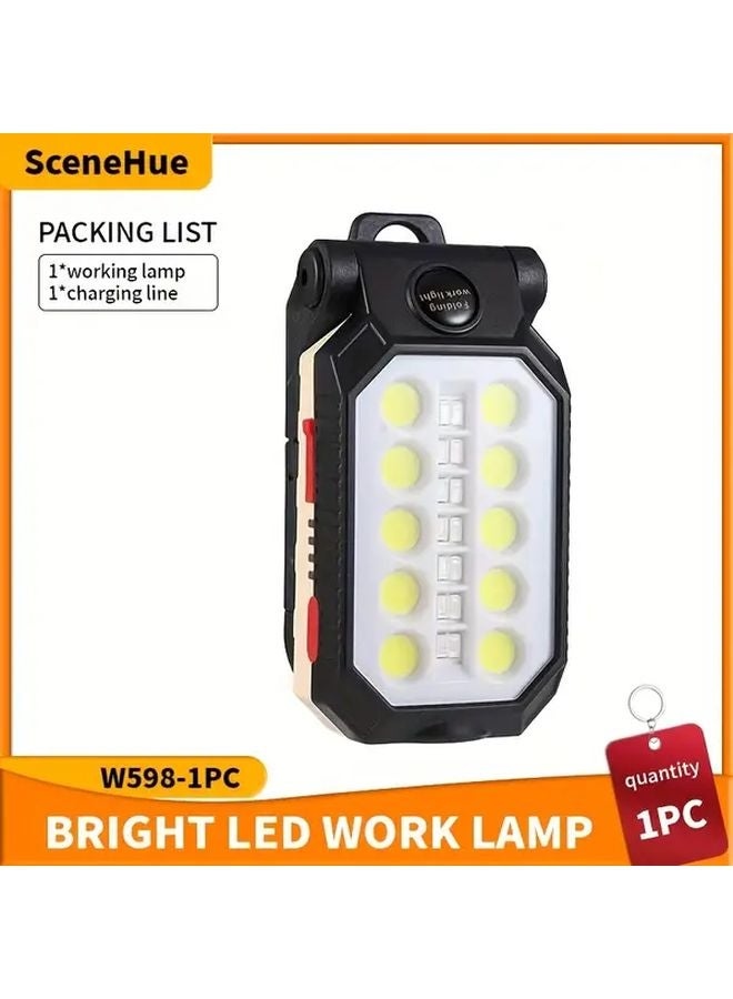 USB Rechargeable COB LED Flashlight With Base Hanging Hook For Camping Work - Image 1