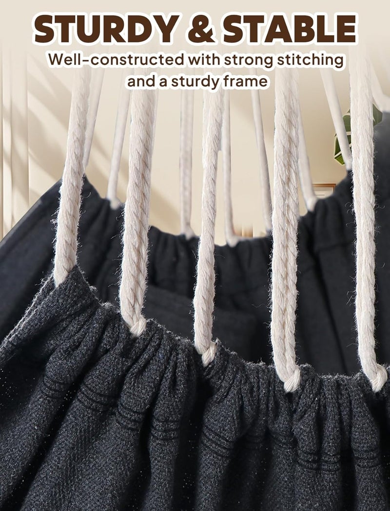 Chihee Hammock Chair Hanging Swing 2 Pillows Included,Strong Webbing Straps and Hooks for Easy Hanging Soft Cotton Hanging Chair Side Pocket Tassel Chair Comfort Indoor Outdoor Dark Grey - Image 3