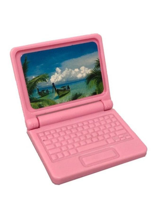 Miniature Office Doll Notebook Computer Accessories Handheld Shrink Food Play Model Toy Foldable 6.1g-Color:Pink-Height:Size: 4.3*3.5*0.7cm  - Image 1
