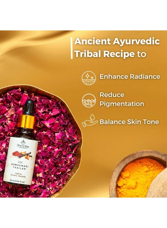 The Tribe Concepts 24K Kumkumadi Thailam Enriched With Saffron Haridra & Manjistha- Chemical Free & Natural - 30 ml - Image 4