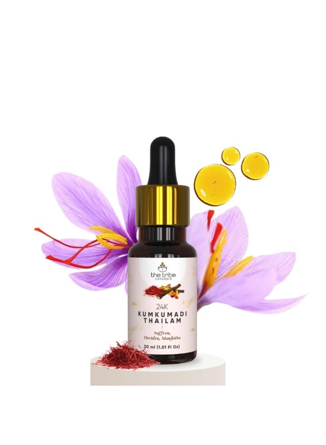 The Tribe Concepts 24K Kumkumadi Thailam Enriched With Saffron Haridra & Manjistha- Chemical Free & Natural - 30 ml - Image 1