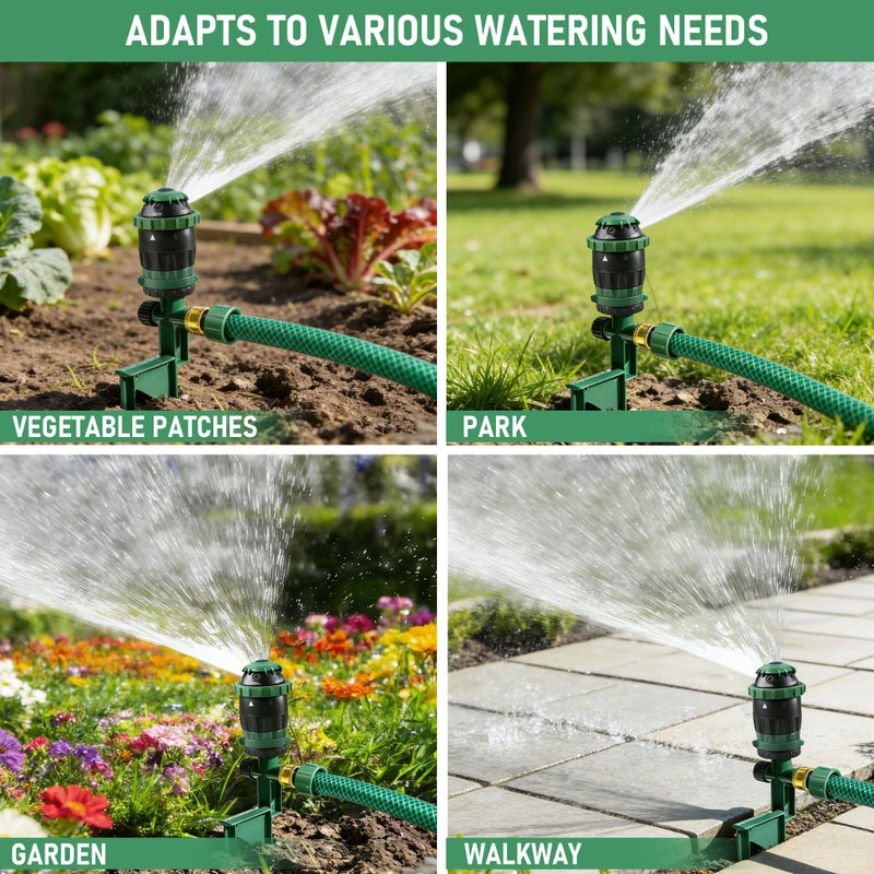 HOURLEEY Gear Drive Sprinkler for Yard, Heavy Duty 5-Pattern 360 Degree Rotary Water Sprinkler with Spike Base, Durable Lawn Sprinkler with 3/4 Inch Adapters for Large Area Garden - Image 3