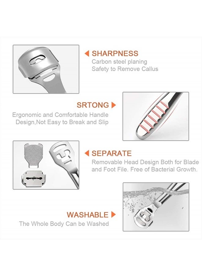 Codream Pedicure Callus Shaver Foot File Care Hard Skin Remover Callus Shaver Sets with Case, Foot File Heads & 10 Replacement Blade - Image 2