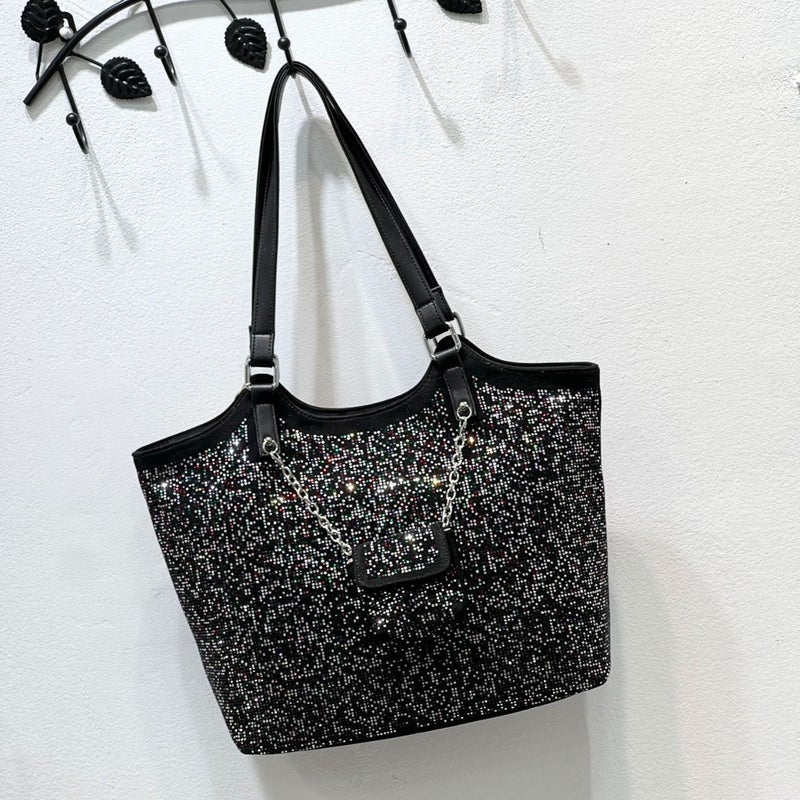 24 New Large Capacity Fashionable Diamond-Encrusted Shoulder Bag Women'S Casual Personality Stylish Tote Fashion All-Match Handheld Crossbody Bag - Image 1