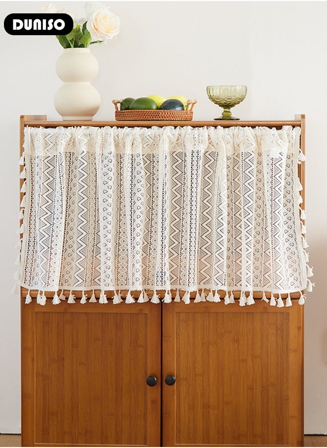 DUNISO Fringed Short Curtains, Country House Bistro Curtain,Breathable Light Filtering Kitchen Curtains,Rod Pocket Curtains for Café, Kitchen, Living Room and Decoration  - Image 5