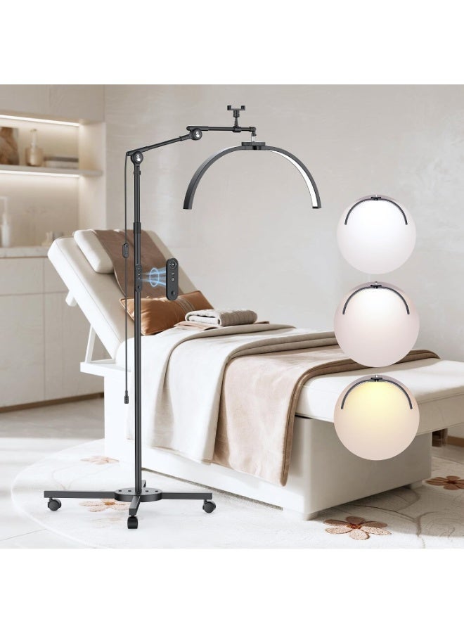 Original LED half-moon foldable floor lamp with wheels and phone holder - Black - Image 1